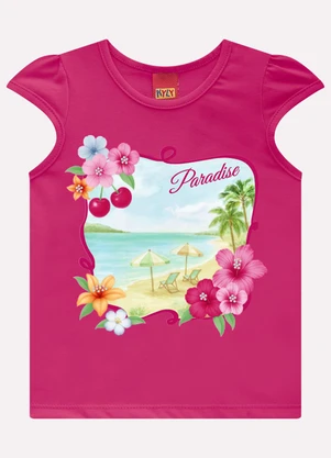 Kyly - Blusa Infantil Menina Praia Rosa - KYLY