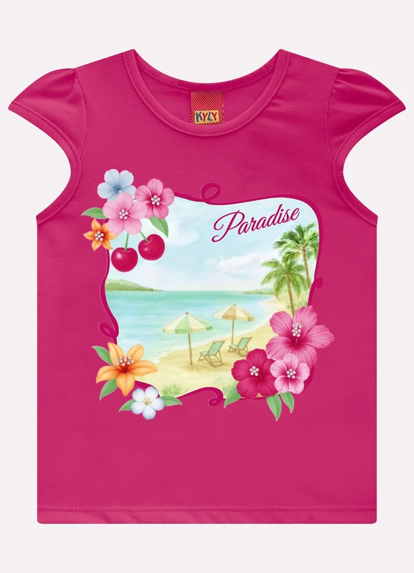 Kyly - Blusa Infantil Menina Praia Rosa