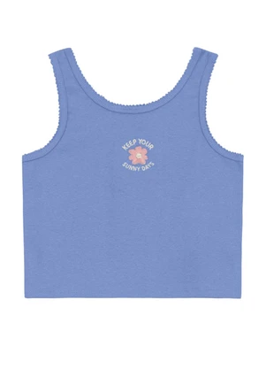 Brandili - Blusa Infantil Menina Regata em Ribana Azul - BRANDILI