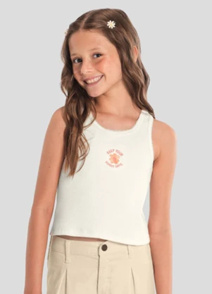Brandili - Blusa Infantil Menina Regata em Ribana Natural - BRANDILI