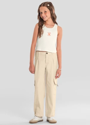 Brandili - Blusa Infantil Menina Regata em Ribana Natural - BRANDILI