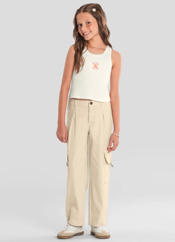 Brandili - Blusa Infantil Menina Regata em Ribana Natural 2