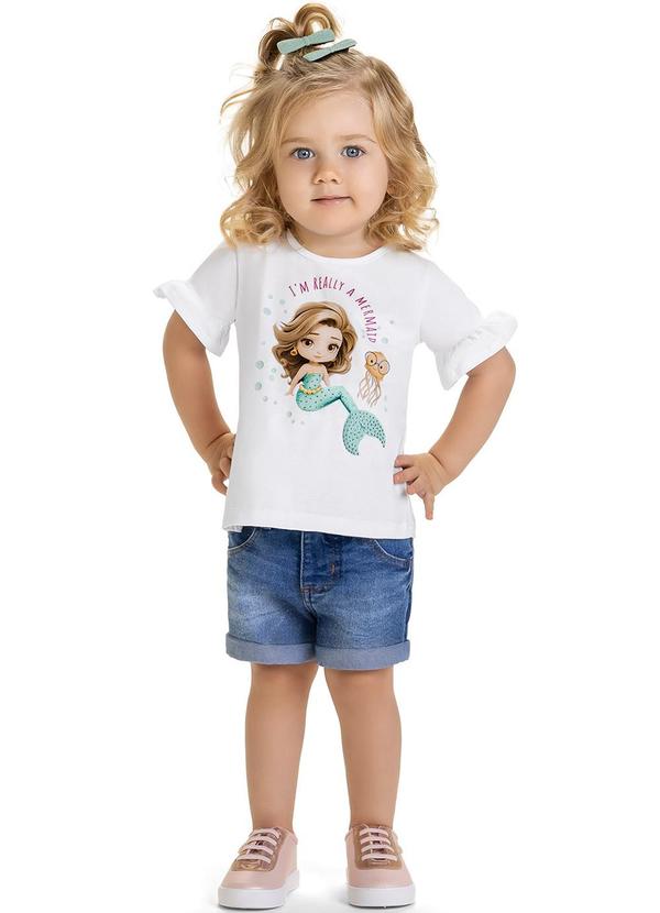 Kyly - Blusa Infantil Menina Sereia Branco 2