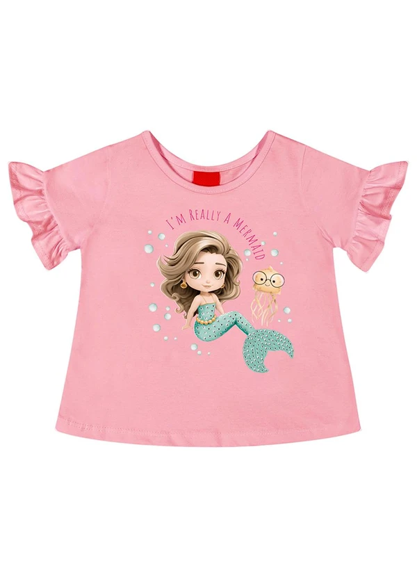 Kyly - Blusa Infantil Menina Sereia Rosa