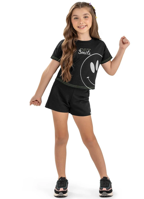 Elian - Blusa Infantil Menina Smile Elian Preto 2