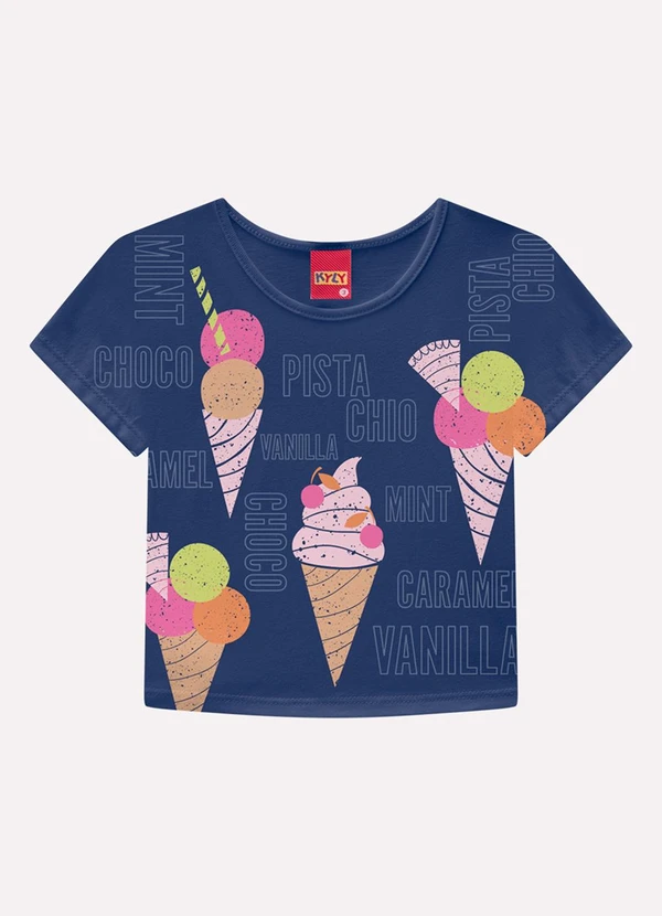 Kyly - Blusa Infantil Menina Sorvete Azul