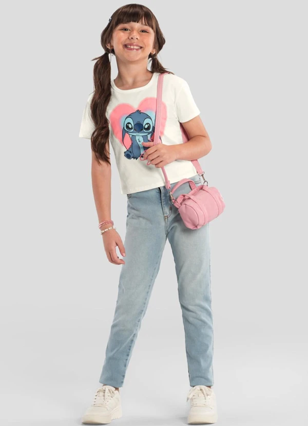 Brandili - Blusa Infantil Menina Stitch com Glitter Bege 2