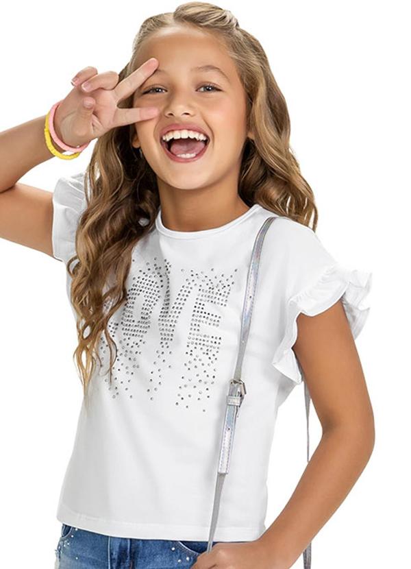 Kyly - Blusa Infantil Menina Strass Branco