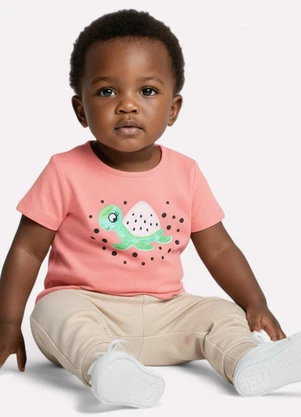 Kyly - Blusa Infantil Menina Tartaruga Rosa - KYLY