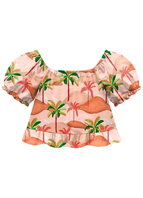 Nanai - Blusa Infantil Menina Tropical Laranja 1