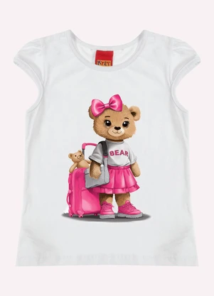 Kyly - Blusa Infantil Menina Ursinha Branco - KYLY