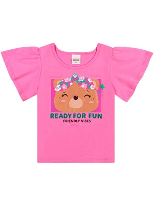 Elian - Blusa Infantil Menina Ursinha Glitter Rosa - ELIAN