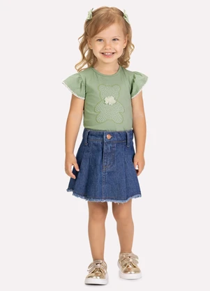 Milon - Blusa Infantil Menina Ursinho Verde - MILON