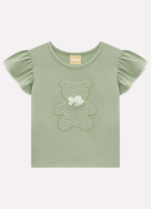 Milon - Blusa Infantil Menina Ursinho Verde - MILON