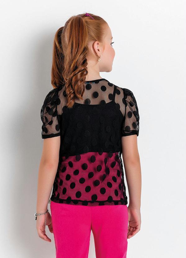 Outlet - Blusa Infantil Poá Mangas Bufantes 5