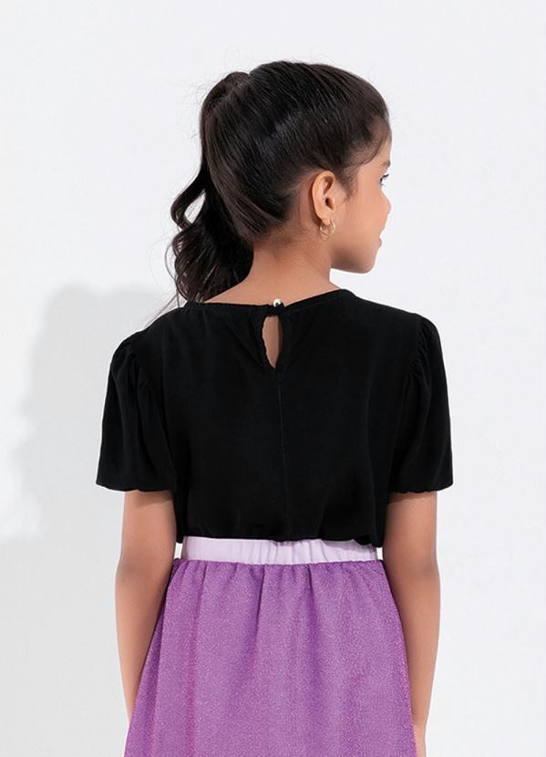 Outlet - Blusa Infantil Preta com Mangas Bufantes 2