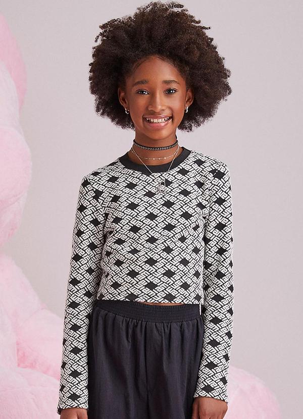 I Am - Blusa Jacquard com Estampa Iam Preto