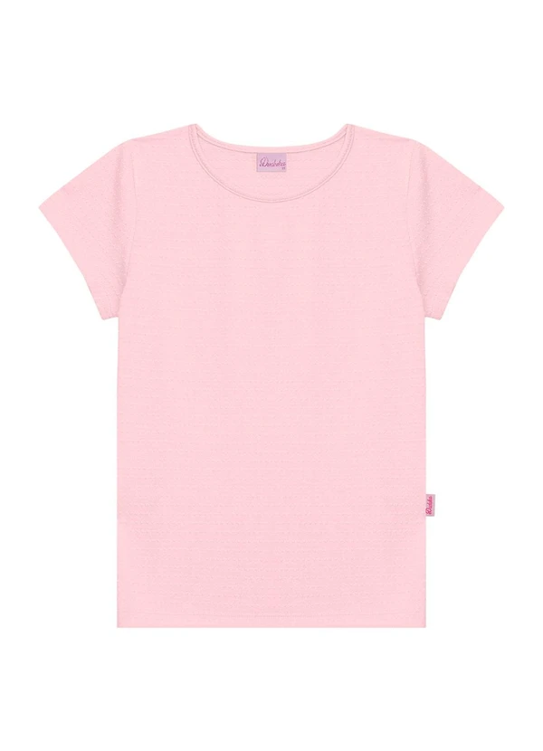 Duduka - Blusa Juvenil Básica com Etiqueta Enfeite Rosa