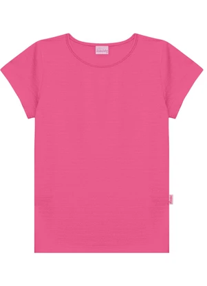 Duduka - Blusa Juvenil Básica com Etiqueta Enfeite  Rosa - DUDUKA