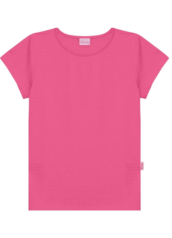Duduka - Blusa Juvenil Básica com Etiqueta Enfeite  Rosa