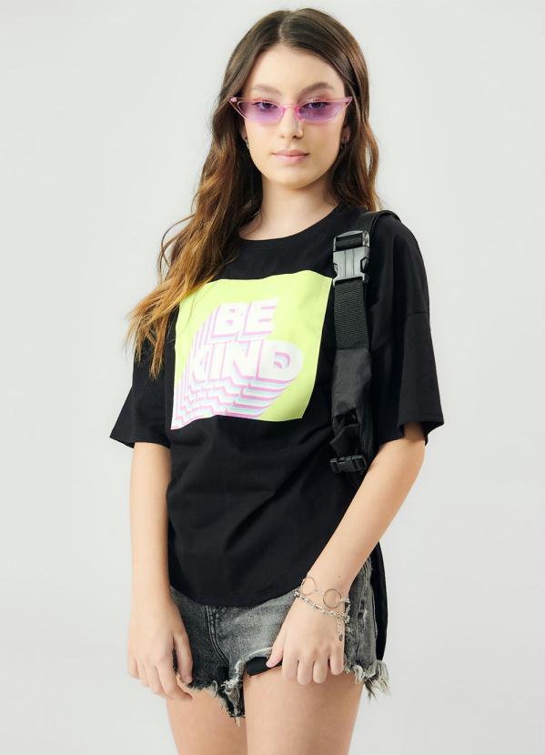 Rovitex Teen - Blusa Juvenil Be Kind Preto