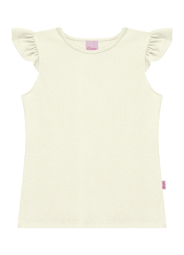 Duduka - Blusa Juvenil com Etiqueta Lateral Bege
