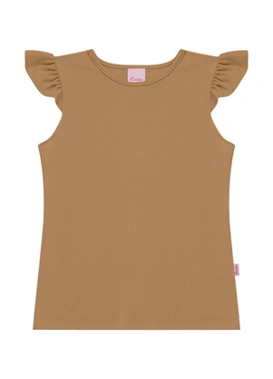 Duduka - Blusa Juvenil com Etiqueta Lateral  Bege - DUDUKA