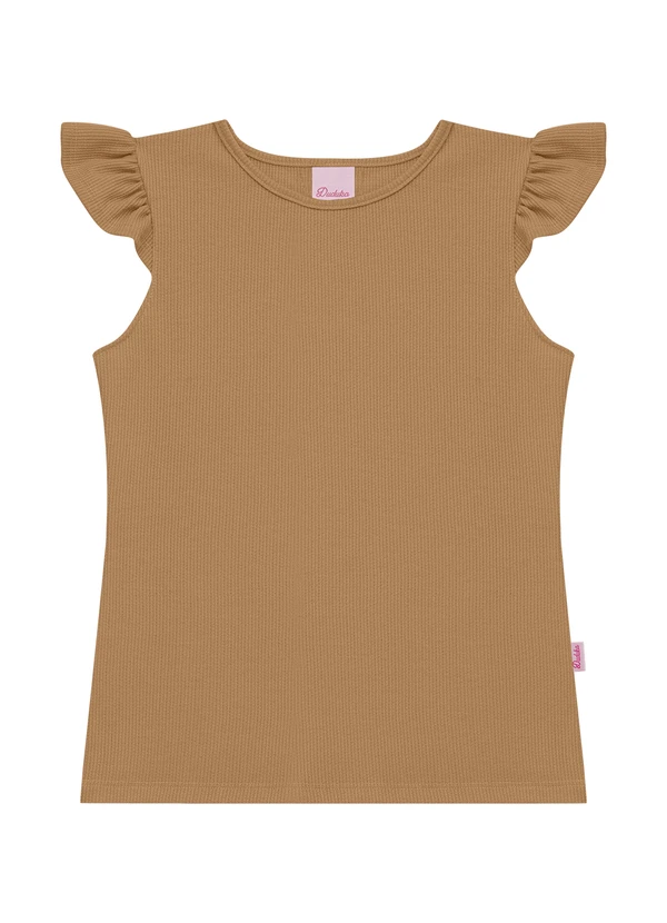 Duduka - Blusa Juvenil com Etiqueta Lateral Bege