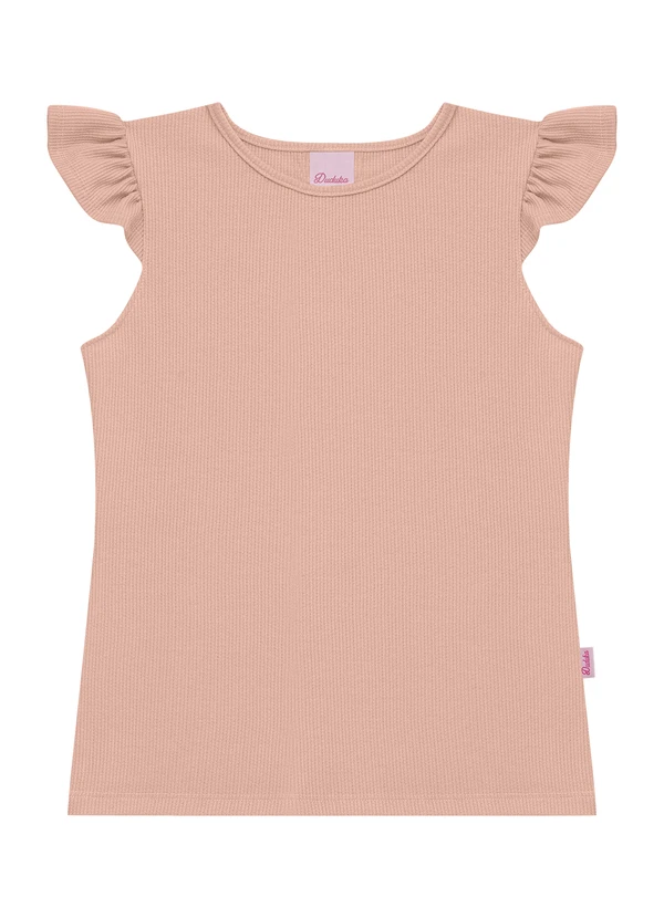 Duduka - Blusa Juvenil com Etiqueta Lateral Rosa