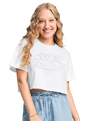 Gloss - Blusa Juvenil em Algodão com Strass Branco - GLOSS