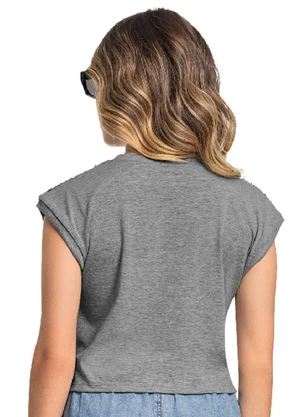 Gloss - Blusa Juvenil em Algodão e Paetê Cinza - GLOSS