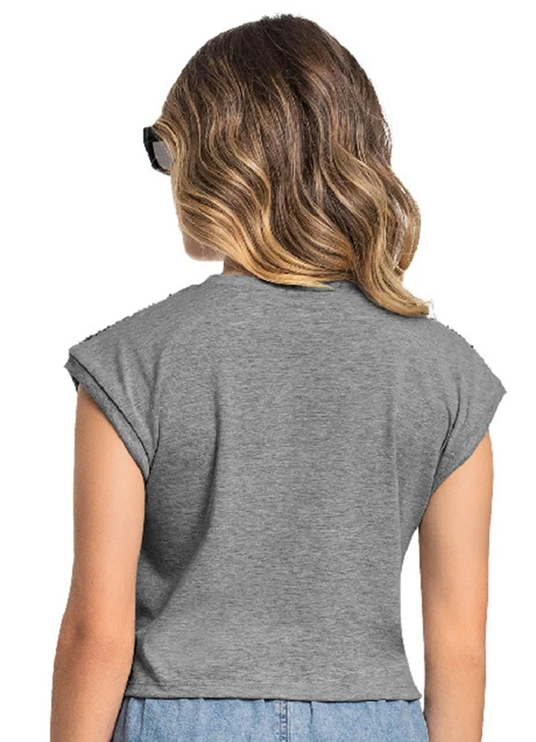 Gloss - Blusa Juvenil em Algodão e Paetê Cinza 2