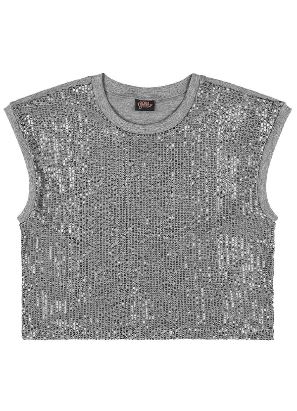Gloss - Blusa Juvenil em Algodão e Paetê Cinza 5