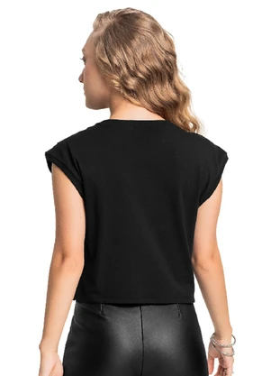 Gloss - Blusa Juvenil em Algodão e Paetê Preto - GLOSS