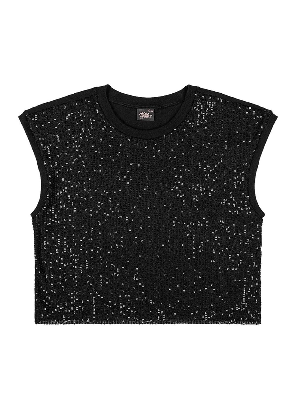 Gloss - Blusa Juvenil em Algodão e Paetê Preto 5