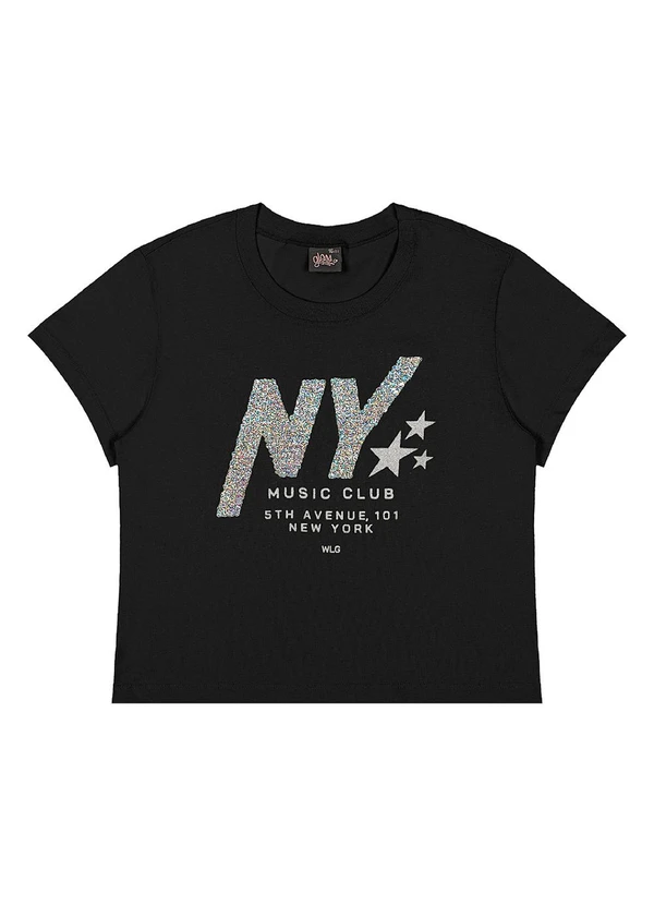 Gloss - Blusa Juvenil Ny em Algodão Preto 3