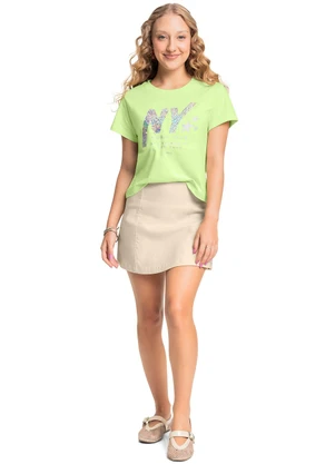 Gloss - Blusa Juvenil Ny em Algodão Verde - GLOSS