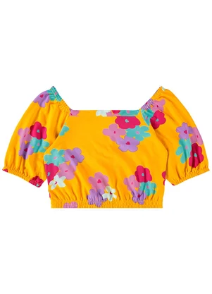 Malwee Kids - Blusa Laranja Cropped Floral Menina - MALWEE KIDS