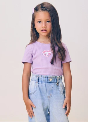 Momi - Blusa Lilás Canelada Hello Kitty do Cinnamoroll - MOMI