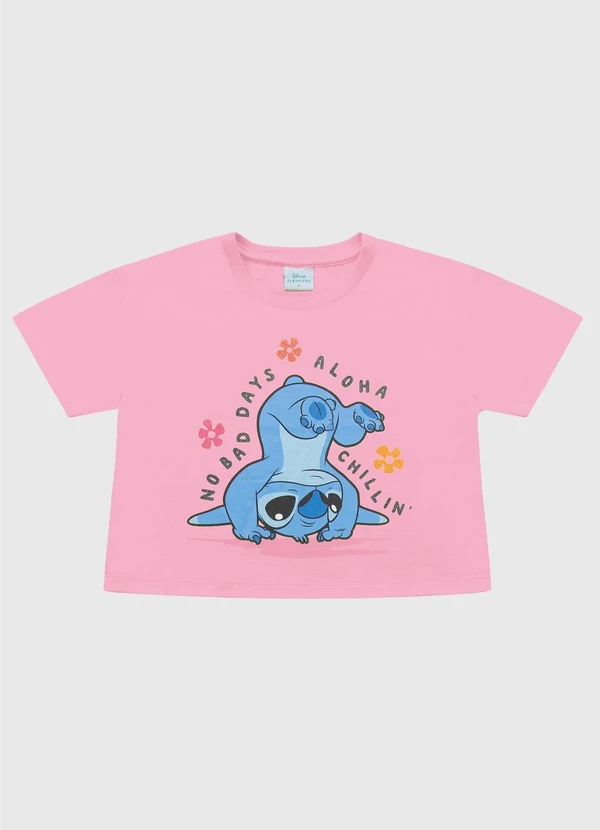 Fakini Kids - Blusa Lilo & Stitch Rosa