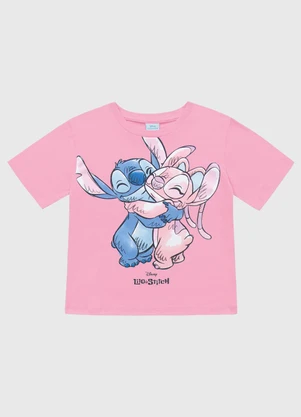 Fakini Kids - Blusa Lilo & Stitch Rosa - FAKINI KIDS