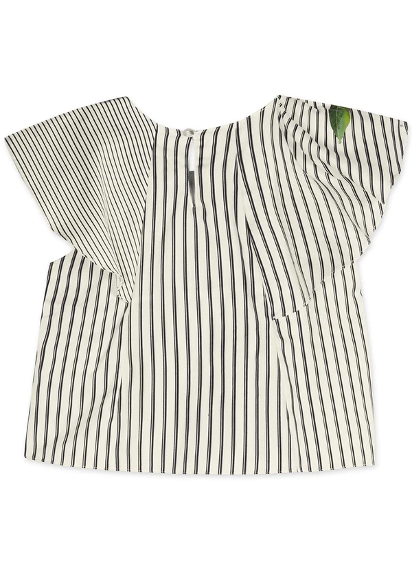 Lilica Ripilica - Blusa Listrada Manga Curta Infantil Bege 2