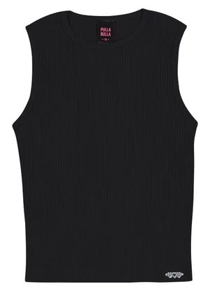 Pulla Bulla - Blusa Malha Canelada Preto - PULLA BULLA