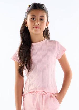 Pulla Bulla - Blusa Malha Canelada Rosa - PULLA BULLA