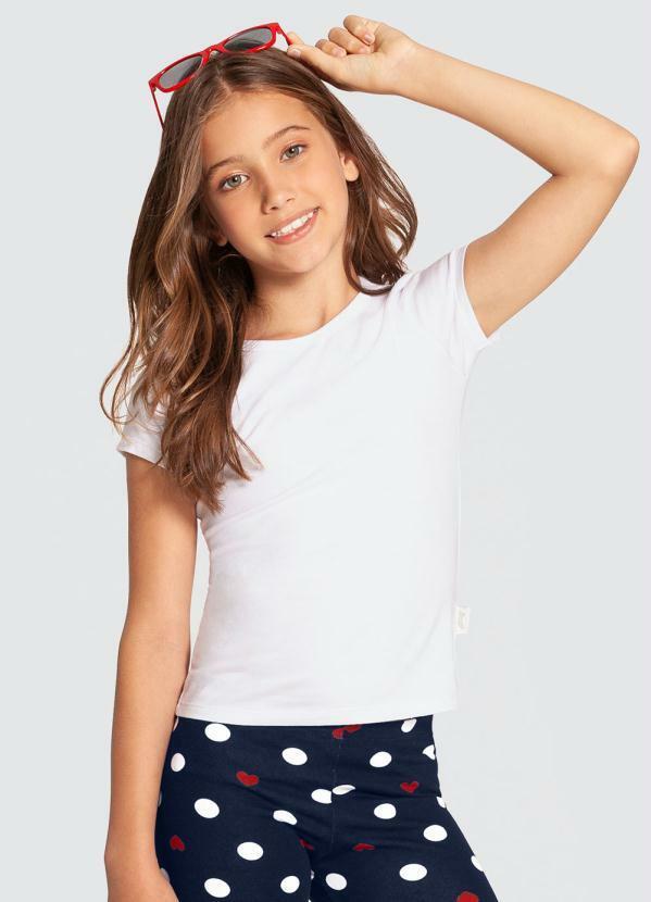 Alakazoo - Blusa Malha Cotton Menina Básica Branco