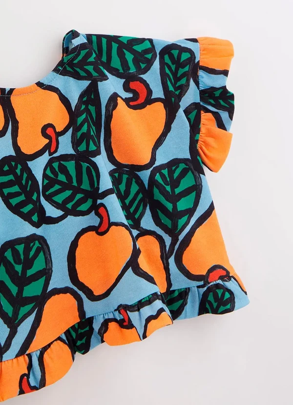 Fábula - Blusa Malha de Algodão Cajuzinhos Azul 2