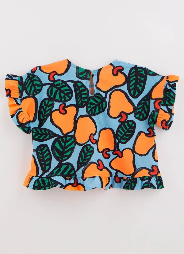 Fábula - Blusa Malha de Algodão Cajuzinhos Azul 3