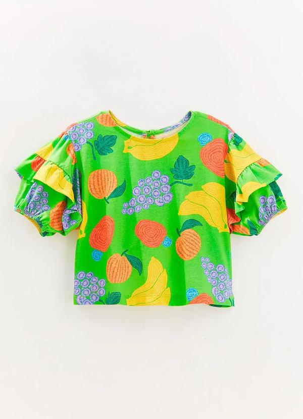 Fábula - Blusa Malha de Algodão Fruteira Verde