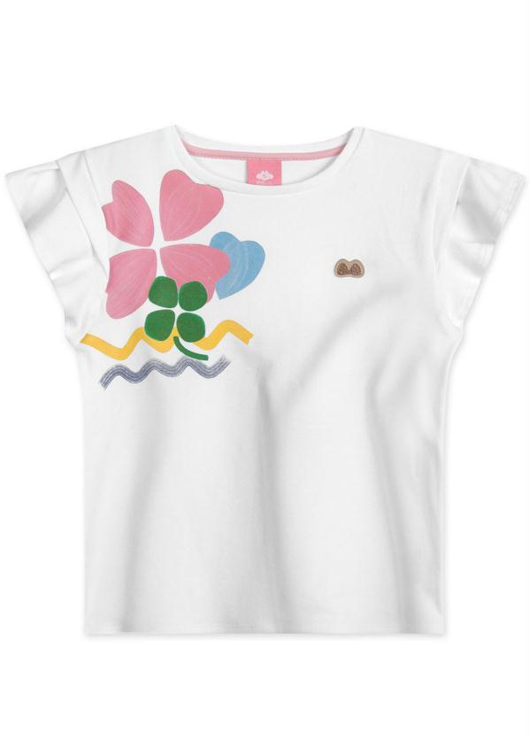 Lilica Ripilica - Blusa Malha Manga Curta Menina Branco