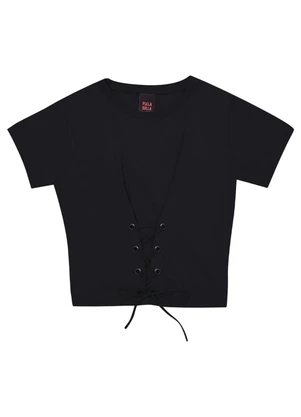 Pulla Bulla - Blusa Malha Preto - PULLA BULLA